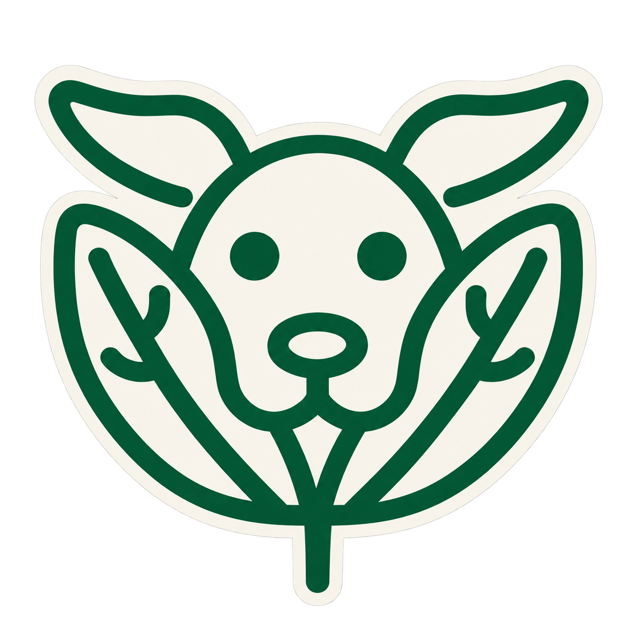 Sticker de perro y hojas en crema